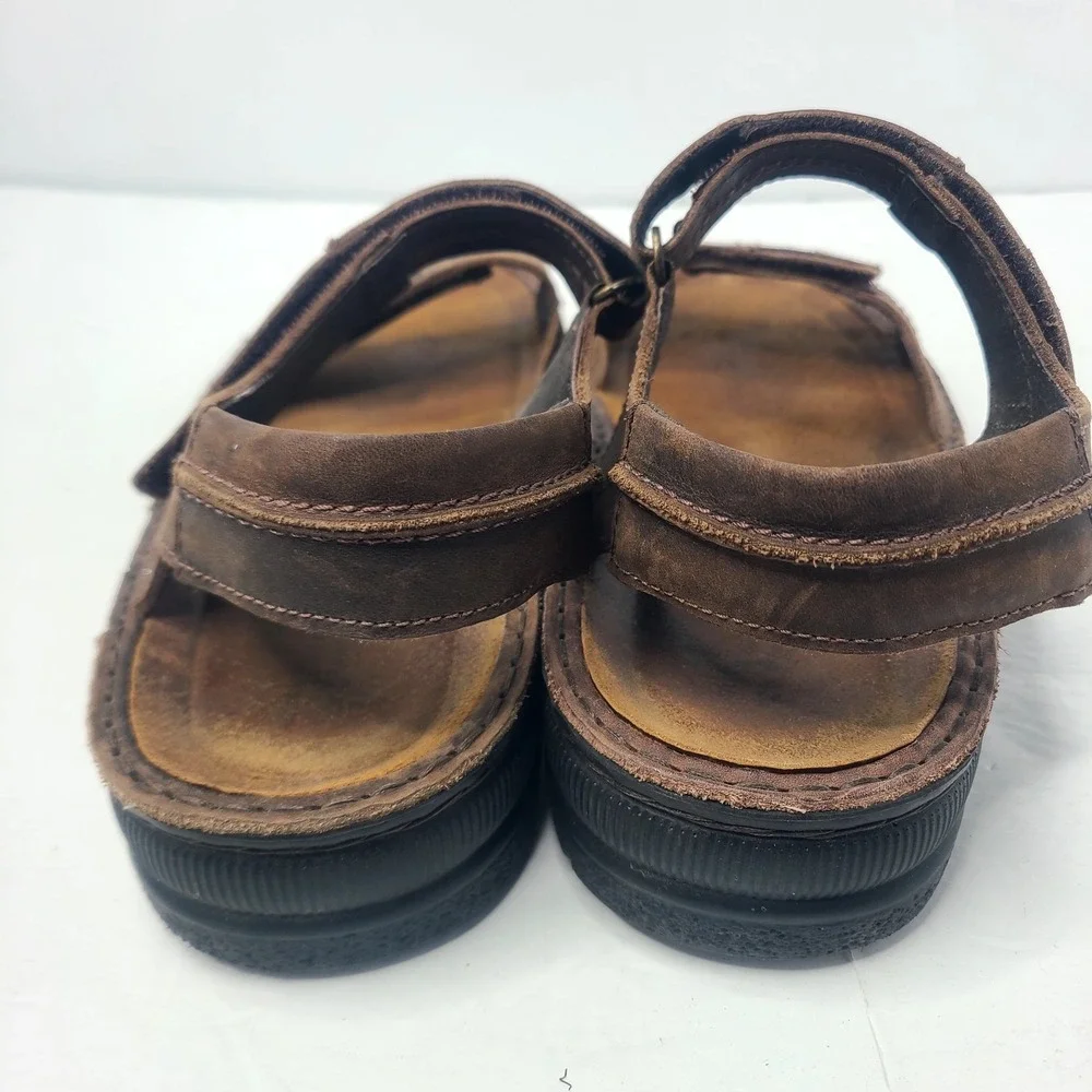 Naot Arthur Brown Leather Crazy Horse Men's Sandals Adjustable Strap EU 43 US 10